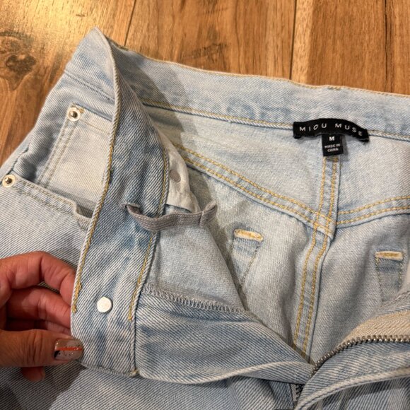 Miou Muse Wide Leg Jean Light Wash Size M - Picture 4 of 6